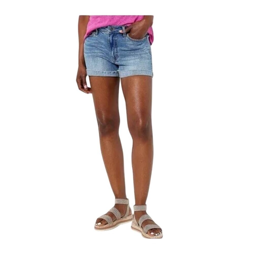CANDACE CAMERON BURE Denim Shorts 16P Petite Raw Hem Cuff Mid Rise NWT